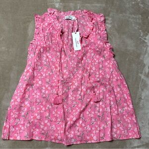 Vineyard Vines Oleander Floral Ruffle Popover ~Knockout Pink~ Size Medium - NWT